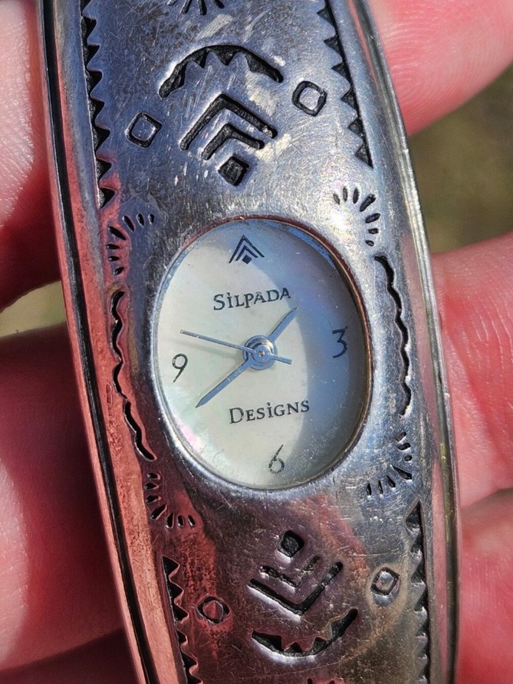 Silpada Designs 925 Sterling Silver Cuff Southwest Style Bangle Watch 5.5 Inches - Picture 10 of 14